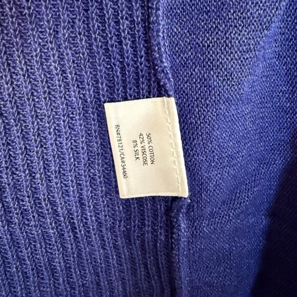 Eileen Fisher Sweater Womens 1X Blue Silk Cotton Sleeveless Cardigan Plus Size - Picture 8 of 10
